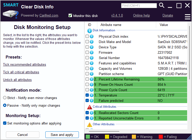 Disk monitoring setup