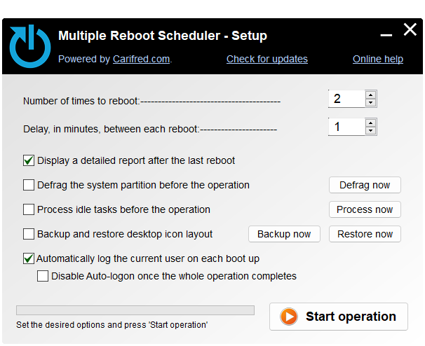 Multiple reboot scheduler - Setup