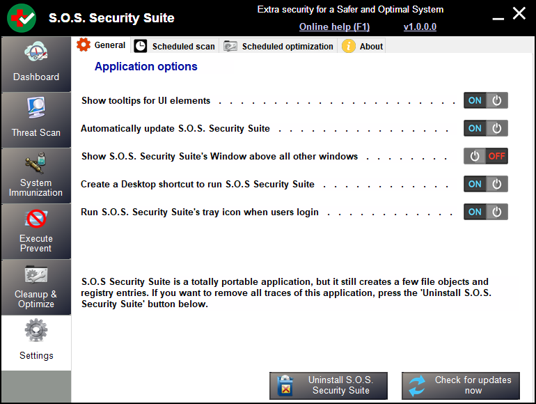 S.O.S. Security Suite - Settings