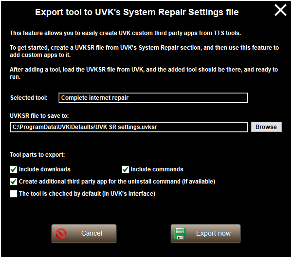 Export to UVKSR file