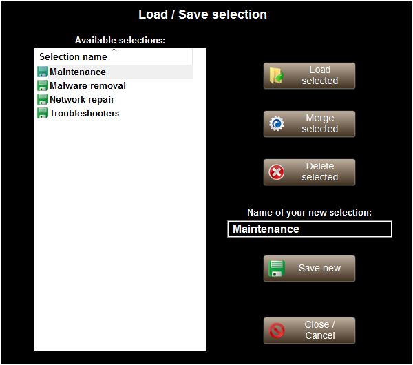 Load/Save selection
