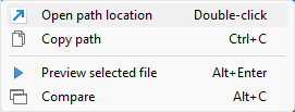 List's context menu