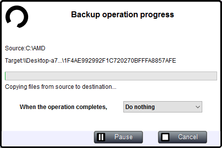 Backup operation progress