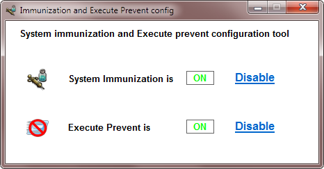 System immunization and Execute prevent config tool