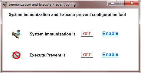 System immunization and Execute prevent configuration tool