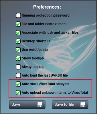 VirusTotal options