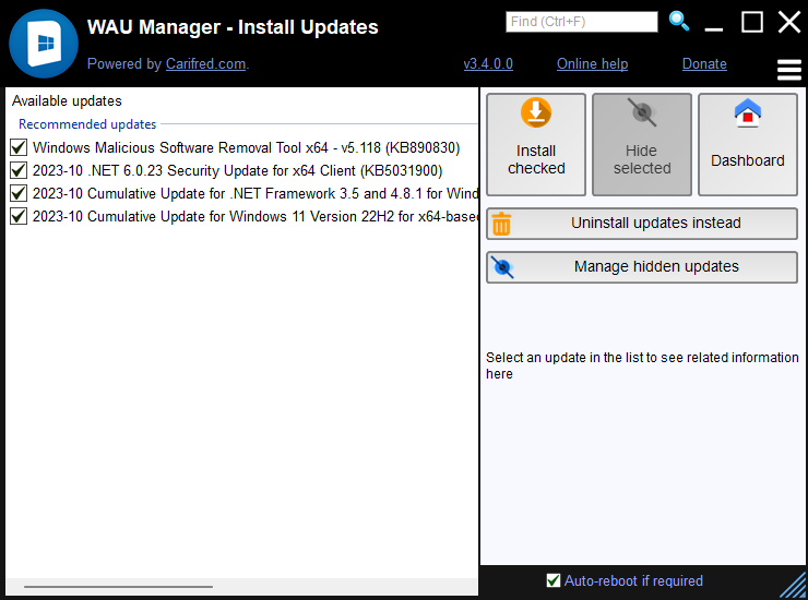 WAU Manager - Install updates