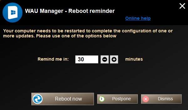 WAU Manager - Reboot reminder