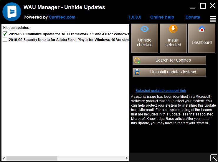 WAU Manager - Manage hidden updates