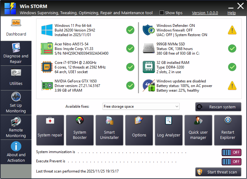 WinSTORM screenshot