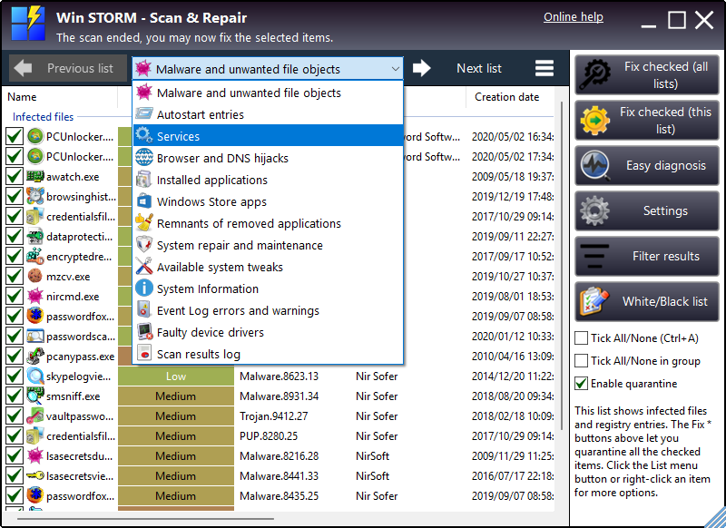 System scan UI