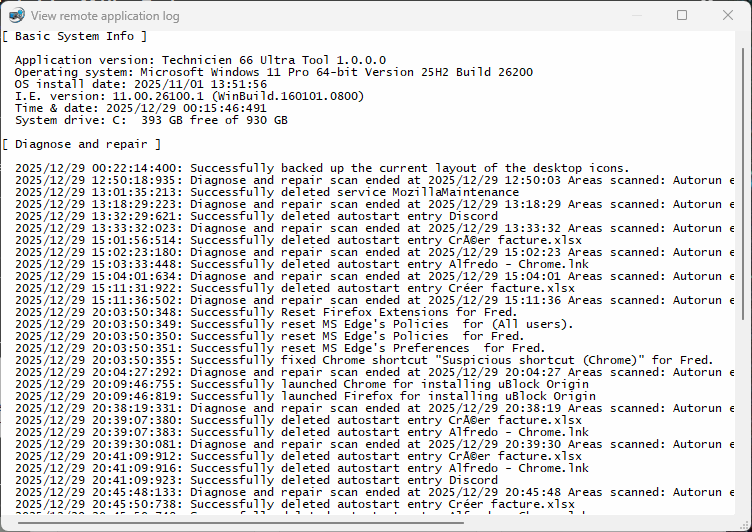 View remote application log